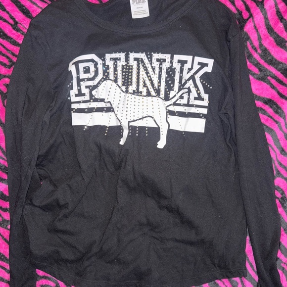 Victoria's Secret Tops - Victoria's Secret PINK Black Long Sleeve Dog Tee